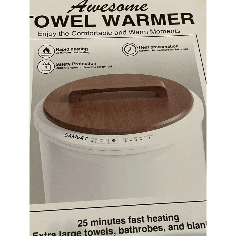 SAMEAT Heated Towel Warmer Large Bucket White Bath Robe Blanket Warmer NWT